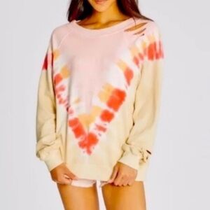 NWT Wildfox Sommers Sweatshirt Grapefruit Tie Dye, Size Medium
